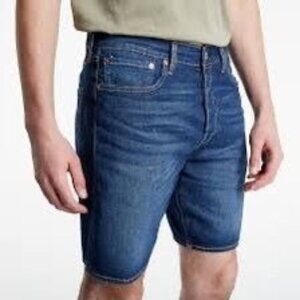 Levis Mens 501 Stretch Denim Shorts Size 44 Blue Jean Dark Wash Button Fly New